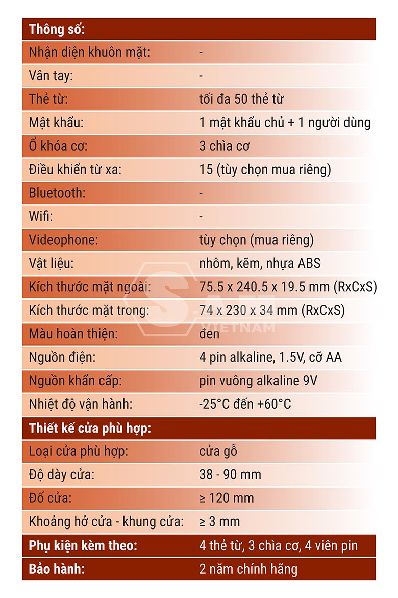 Khóa điện tử Hafele EL7000-TC thân lớn Khóa điện tử Hafele EL7000-TC thân lớn
