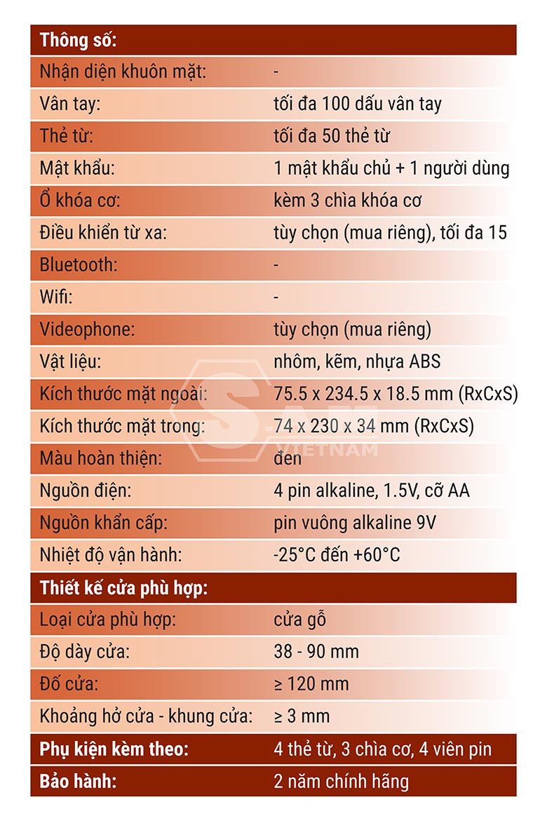 Khoá điện tử Hafele EL7700-TCS thân lớn Khoá điện tử Hafele EL7700-TCS thân lớn