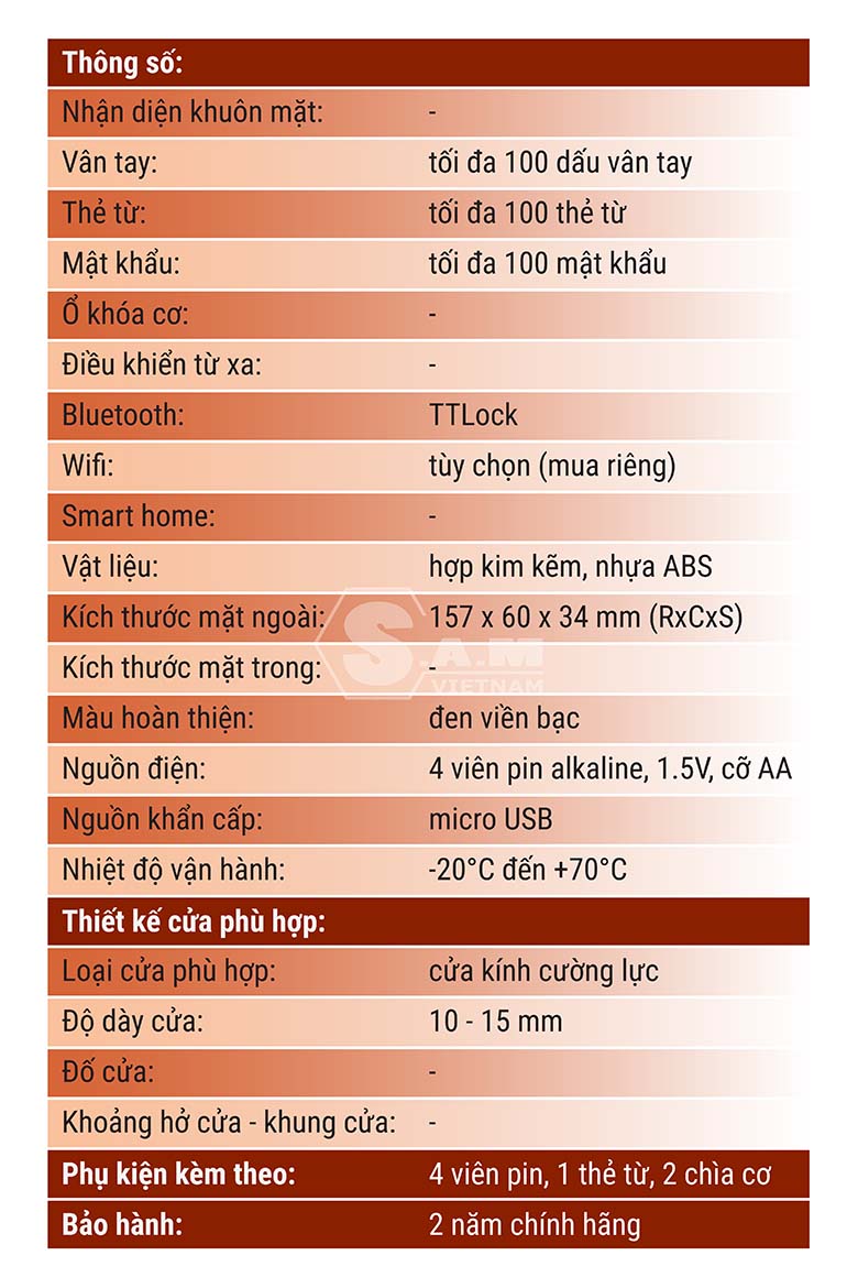 Khóa vân tay cửa kính ADEL TECH US13-LB5B Khóa vân tay cửa kính ADEL TECH US13-LB5B