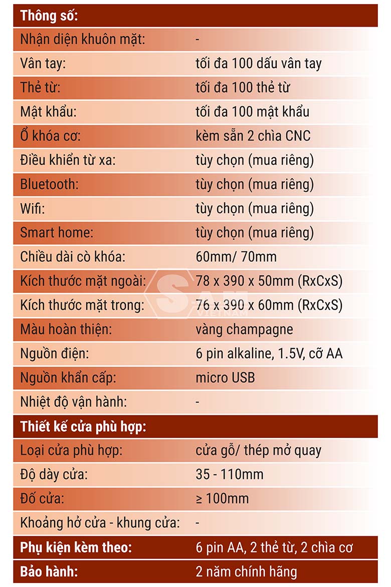 Thông số kỹ thuật khoá Yale Kyra Pro Gold Thông số kỹ thuật khoá Yale Kyra Pro Gold
